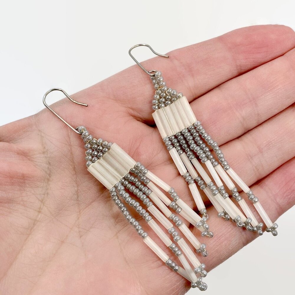 Vintage Seed Bead Fringe Earrings: Boho Southwestern Style